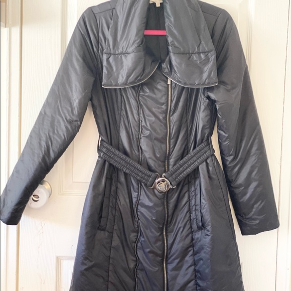 VINCE COAT BLACK WATER REPELLENT BELTED JACKET